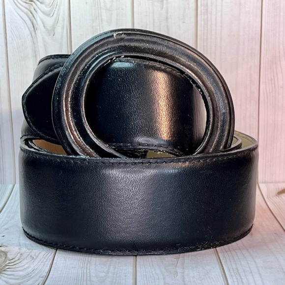 Worthington Vintage Wide Black Leather Belt Retro Statement - Picture 2 of 10